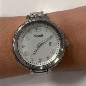 Silver Fossil Watch